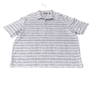 Cutter & Buck Mens XXXL White Grey Leaf Print Performance Golf Polo Shirt